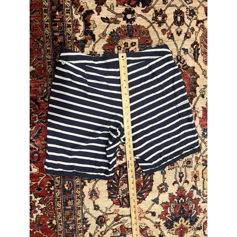 Men’s J.Crew Blue and White Nautical Stripe Swim Shorts Size 34